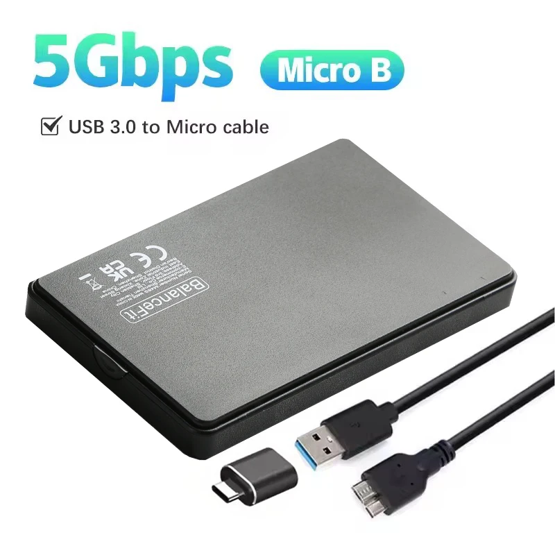 Caja HDD de 2,5 pulgadas Micro B USB 3,0 tipo C Cable disco duro externo 4TB 5Gbps HD dispositivo de almacenamiento portátil compatible con UASP
