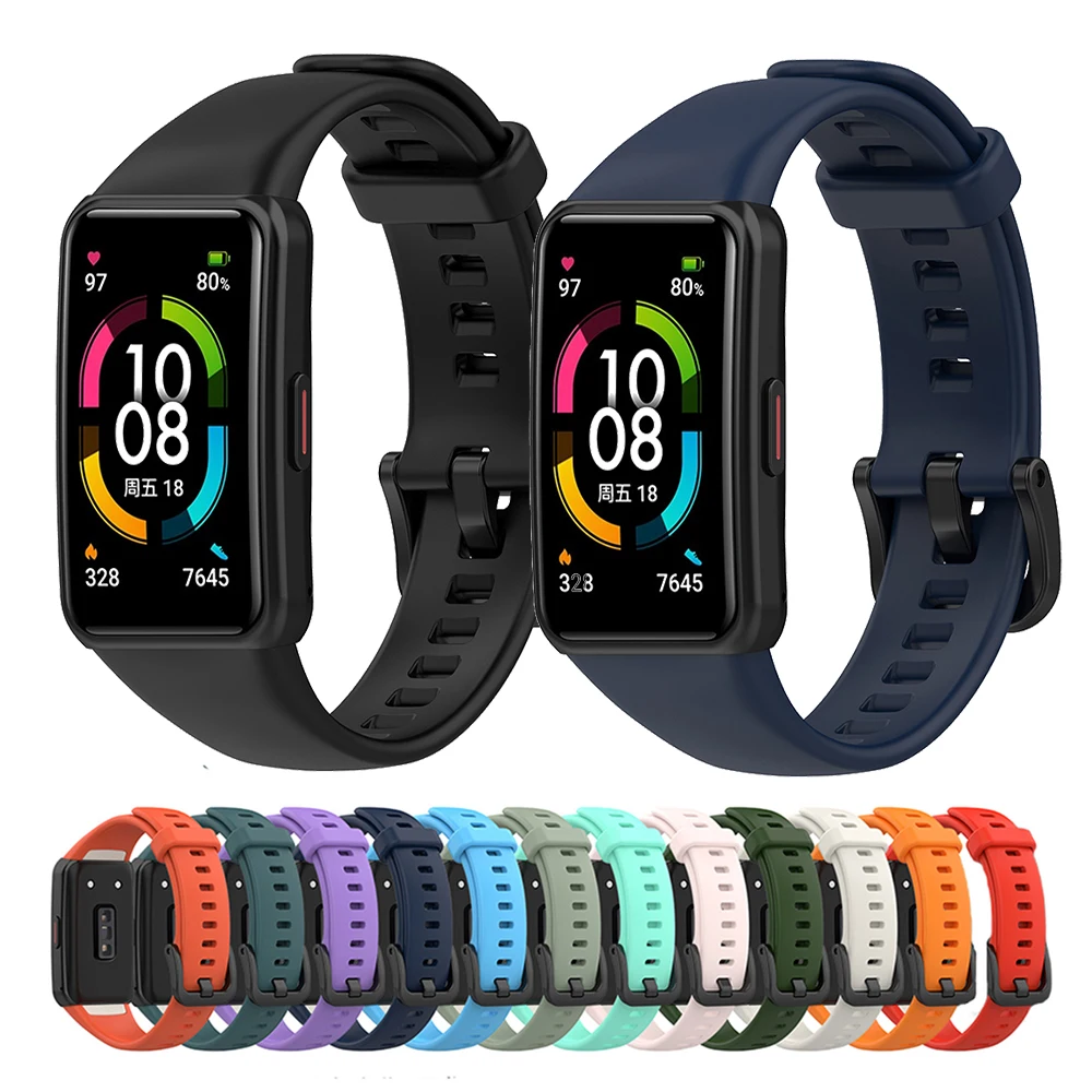 Correa de muñeca de silicona para Huawei Band 6 Pro pulsera inteligente para Honor Band 7 6 - imagen 2