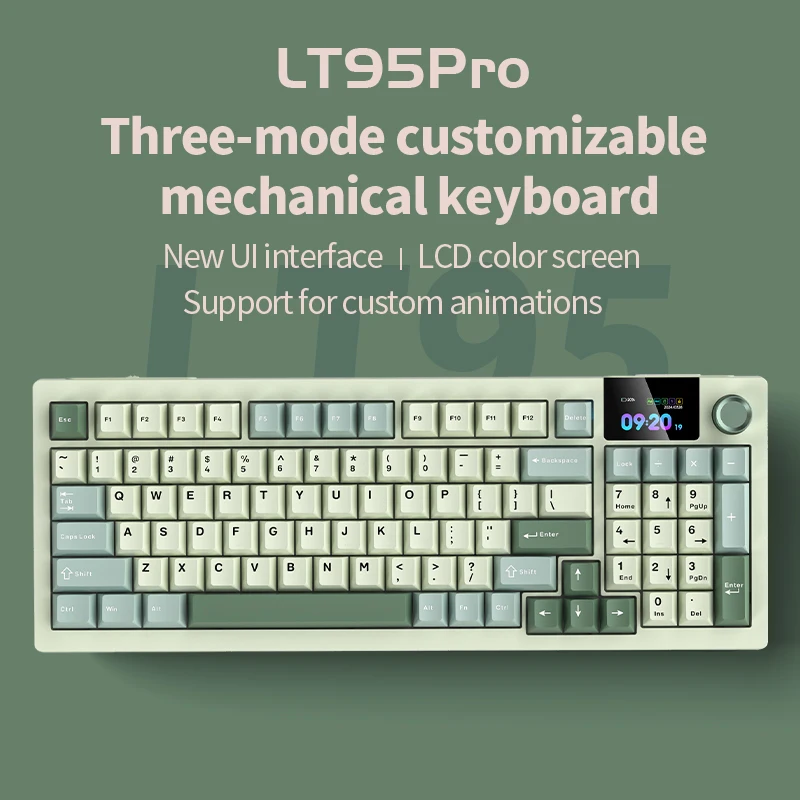 Langtu-Teclado mecánico Lt95pro con modo Thri, teclado de 95 teclas personalizado, Chip de juego de pantalla grande, inalámbrico, Bluetooth, para oficina - imagen 3