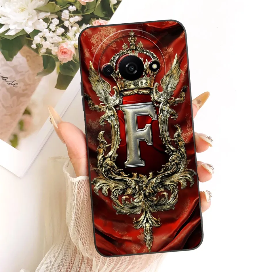 Para Xiaomi Redmi A3 Funda Redmi A3x Funda trasera Linda corona de letras iniciales Funda de silicona suave a prueba de golpes para Xiaomi Poco C61 Capa - imagen 4