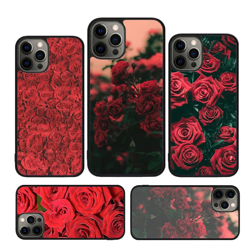 Funda de teléfono con flor de rosa roja para iPhone 17 Air 16 15 Plus 12 13 11 14 Pro Max