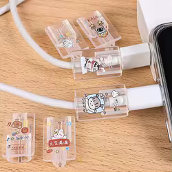 Protector de cable USB para iPhone de silicona transparente con clip