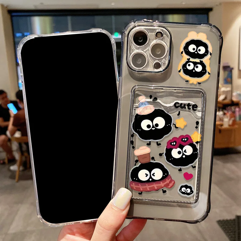 Funda de teléfono con tarjetero para iPhone 16 Pro Max 11 13 15 14 12 16promax 15promax, Fundas de silicona suave transparente a prueba de golpes - imagen 3