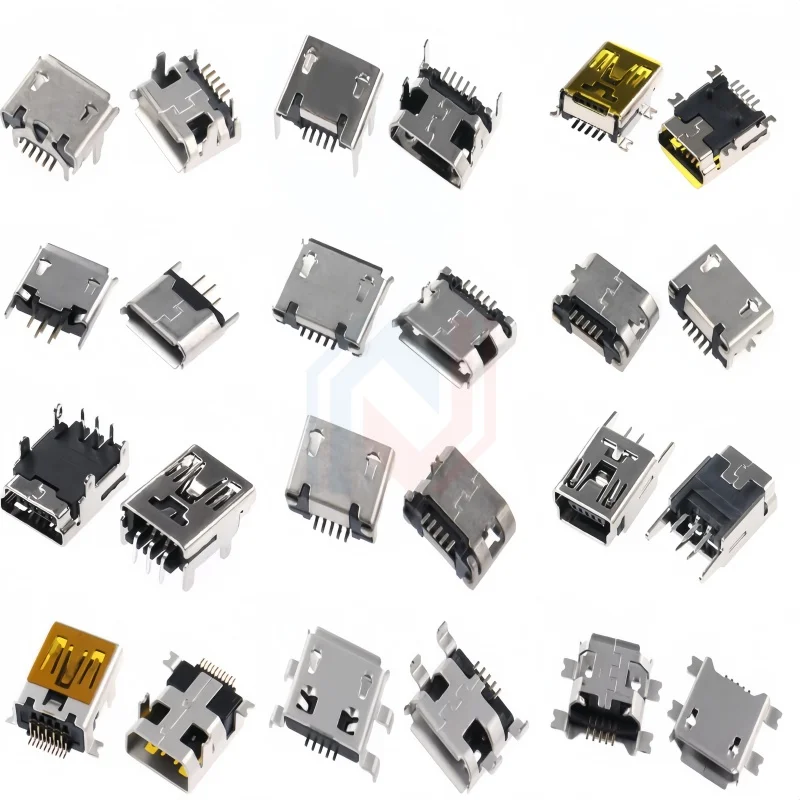 Mini parche Trapezoidal para teléfono móvil, conector hembra Micro USB, 10 piezas, interfaz Android, tipo T, múltiples opciones disponibles