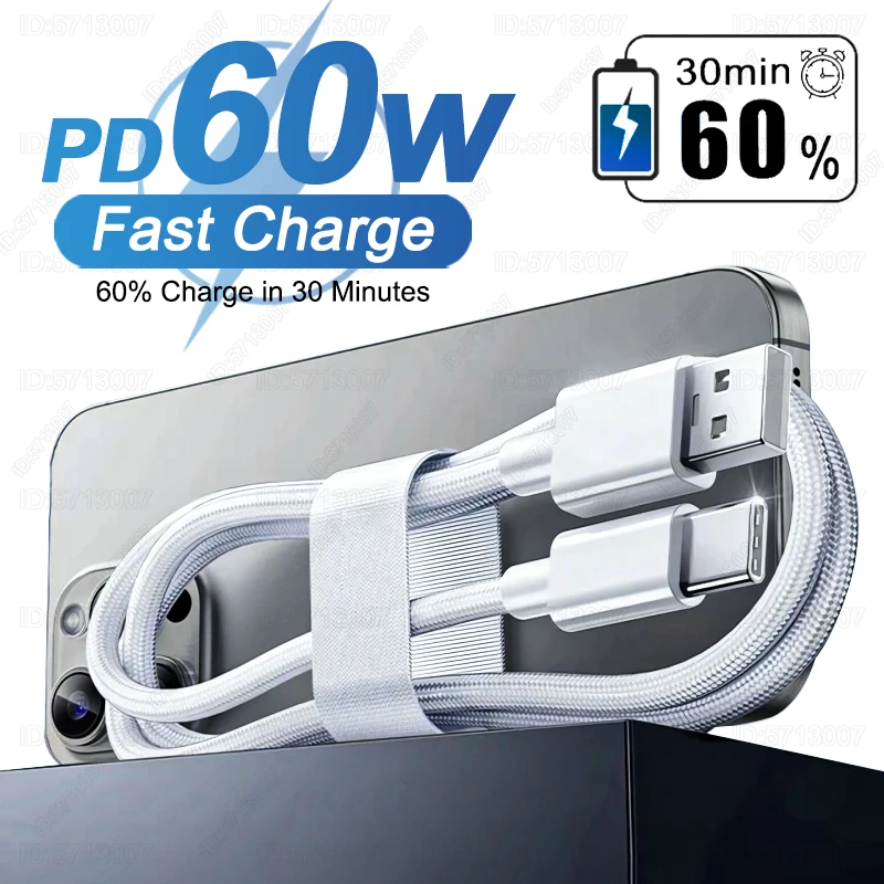 60W USB a Tipo C Cable de Carga Rápida Para el iphone 15 16 Pro Max Samsung Xiaomi OnePlus Huawei Cable de Sincronización de Datos Del Teléfono accesorios
