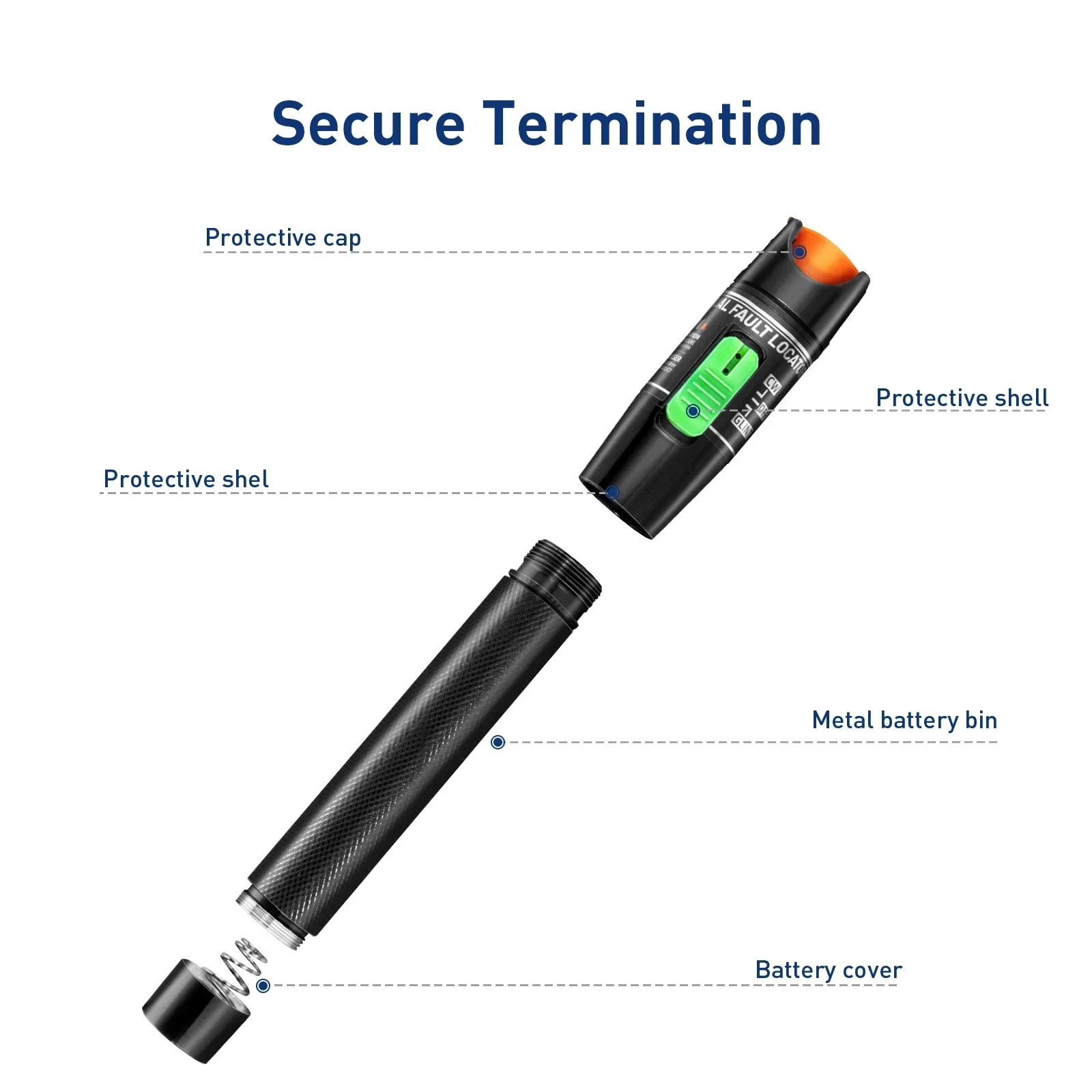 Natalink 5/30/60/100MW Localizador visual de fallos Herramienta de prueba de cables de fibra óptica VFL FC/SC/ST (adaptador LC y batería no incluida) - imagen 4