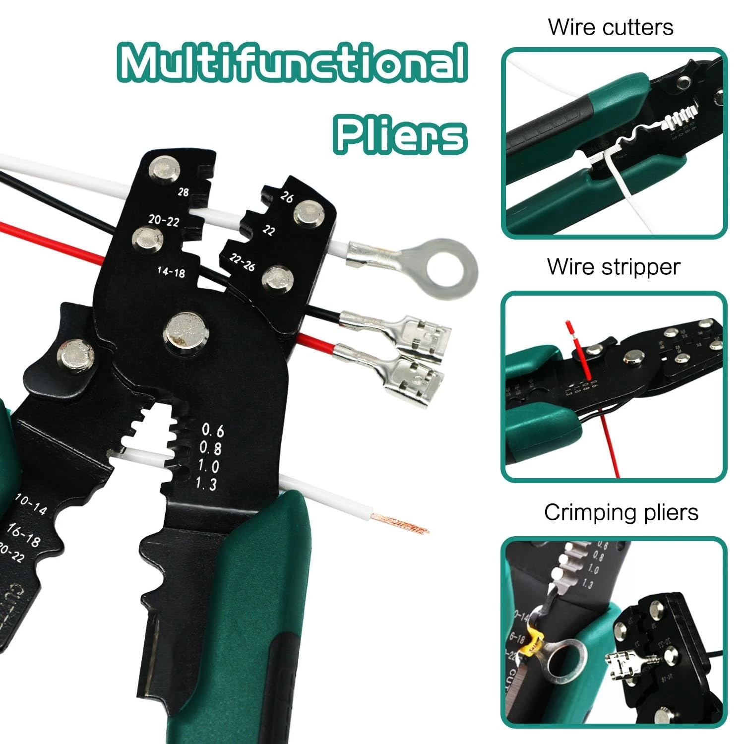Mini alicates de prensado de terminales eléctricos multifunción con pelado de cables, herramienta de prensado manual de corte, conector múltiple - imagen 4
