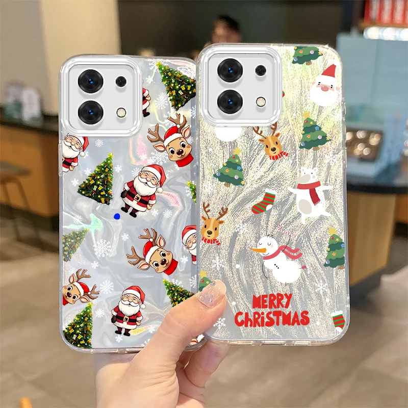 Funda de teléfono navideña con muñeco de nieve y alce de Papá Noel para Redmi Note13 12 11 10 9 Pro Plus 14C 13C 12C 10C 9C A2 A1, funda dura a prueba de golpes - imagen 2
