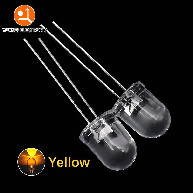 Lámpara LED de diodo emisor de luz redonda ultrabrillante, F10, 10mm, 5 colores, rojo, azul, amarillo, verde, blanco transparente, 20mA, 0,75 W, 10 unidades - imagen 3