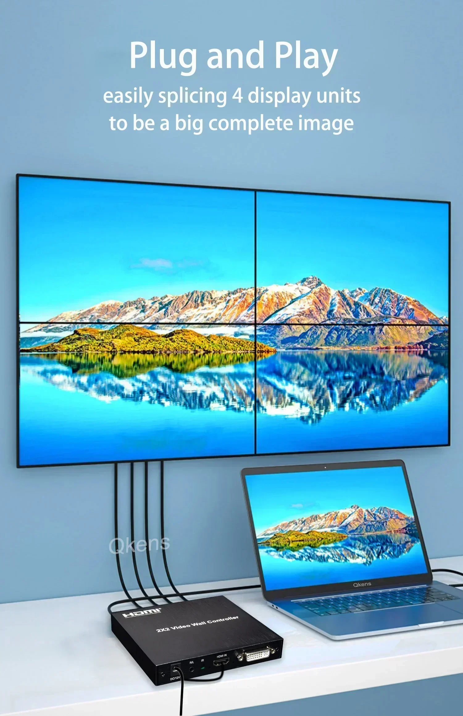 Controlador de pared de vídeo 1080p 2x2 HDMI DVI 1X2 1X4 1X3 4x1 procesador de empalme multipantalla TV Splicer Box 180 ° Flip Plug and Play - imagen 4