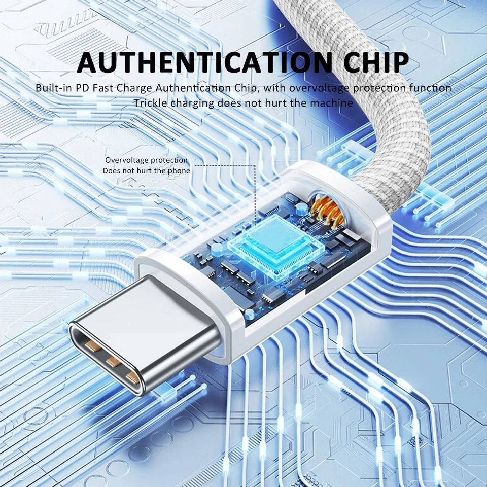 Cable trenzado de carga rápida PD 60W Dual USB-C para iPhone 15 16 Pro Max 15 16 Plus Cable de cargador rápido tipo C a tipo C con caja - imagen 3