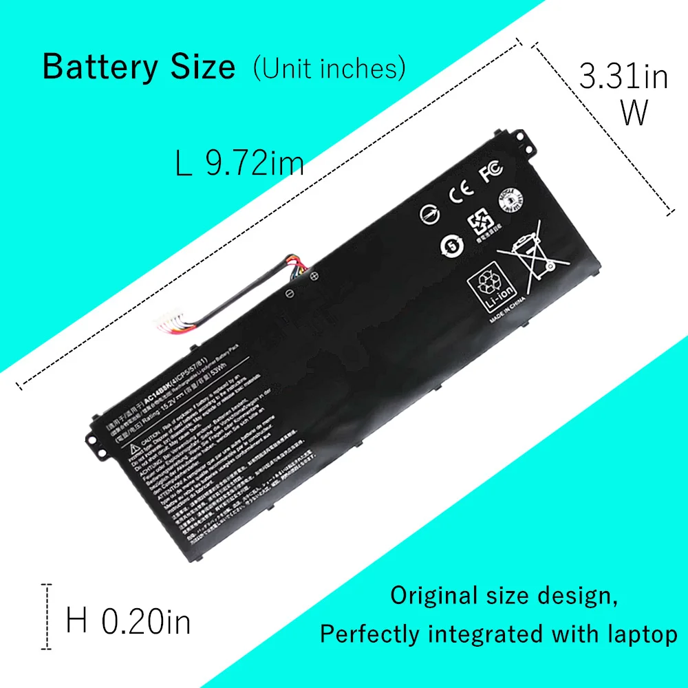 AC14B8K batería del ordenador portátil para Acer Aspire E3-111 E3-112 E3-112M E5-771 E5-771G ES1-311 ES1-511 ES1-512 para Gateway NE512 - imagen 4