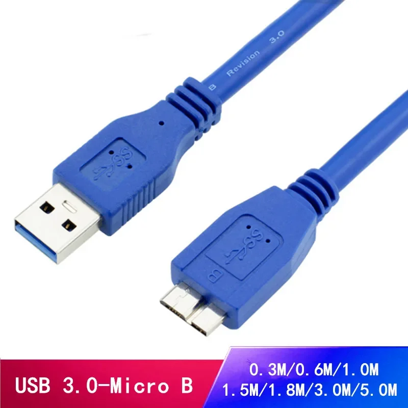 Adaptador de Cable USB 0,3 macho A Micro B, convertidor para disco duro externo HDD de alta velocidad, 5,0 M-3,0 M