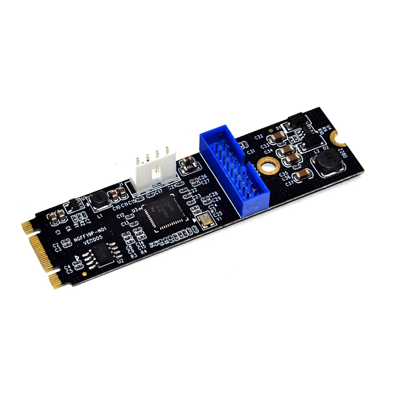 Adaptador M.2 B + M Key NVME PCIe a 19 pines, tarjeta de expansión, elevador de energía de 4 pines, convertidor NVME a USB3.0 de 19/20 pines, tarjeta adicional para escritorio - imagen 4