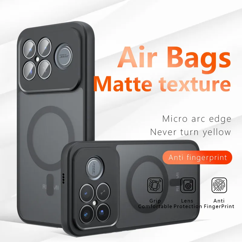 Para Xiaomi Redmi K90 Pro Max funda magnética ELVEV Airbag anticaída PC duro mate sensación de piel cubierta de teléfono de succión - imagen 2
