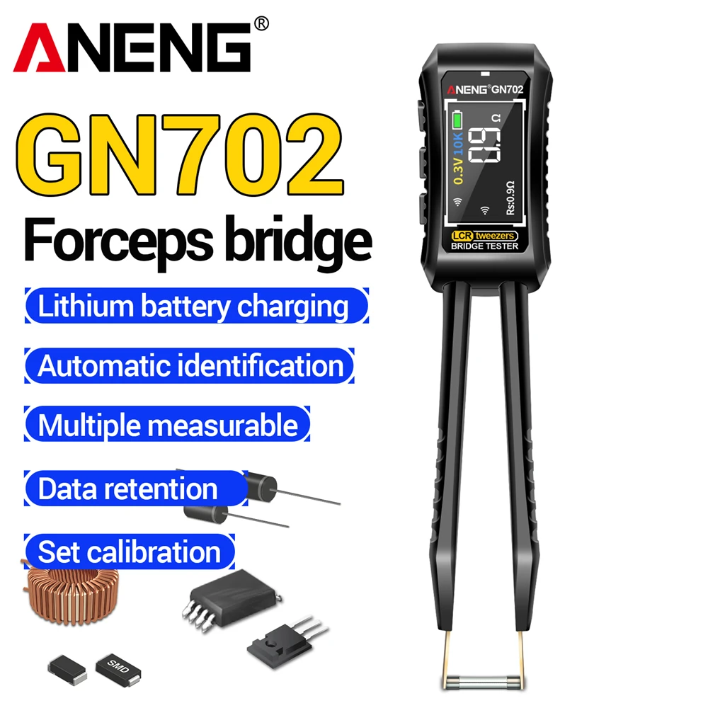 ANENG GN702 LCR puente de pinzas inteligentes batería de litio recargable incorporada condensadores de inductancia multifuncionales herramientas de medición - imagen 2