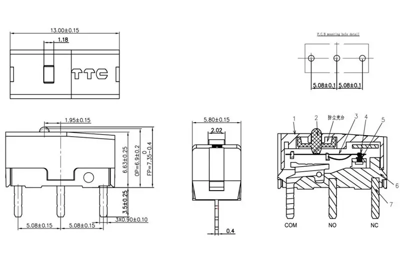 Microinterruptor TTC a prueba de polvo, 2 piezas, 30 millones, 3 pines, aleación de oro, Compatible con D2FC-F-7N 20M - imagen 2