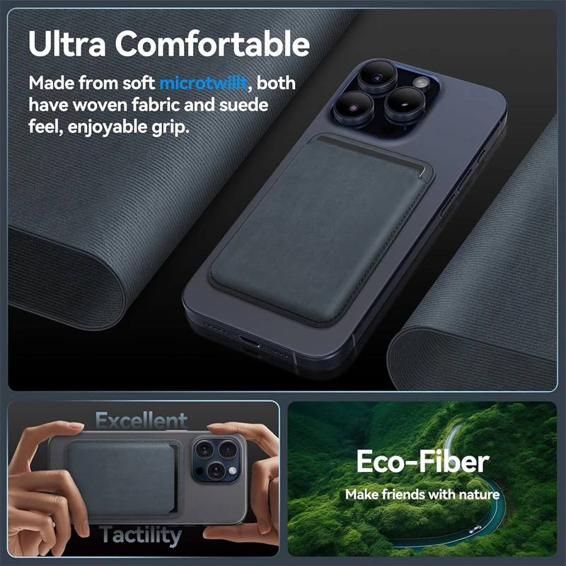 Funda con tarjetero de cuero magnético FineWoven para Magsafe IPhone 15 Pro Max 16 Plus, accesorios de cubierta segura para Mac de tejido fino - imagen 5