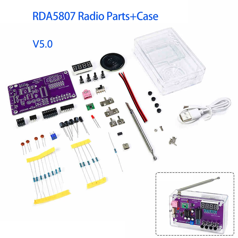 Kit de fabricación de Radio FM RDA5807S, Kit electrónico DIY, receptor de 87-108MHz, entrenamiento de enseñanza, ensamblaje de soldadura de componentes electrónicos - imagen 2
