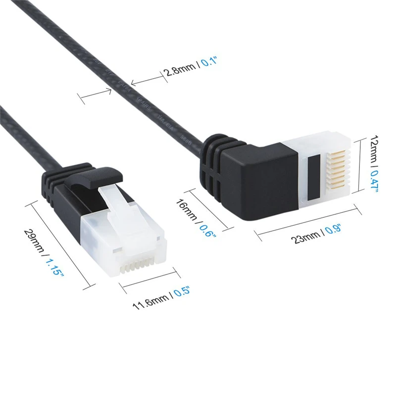 Cable Ethernet Cat6 ultradelgado de 5M y 3M, Cable de conexión de red UTP de ángulo recto RJ45, Cables Lan Cat6a de 90 grados para enrutador de ordenador portátil, caja de TV - imagen 3