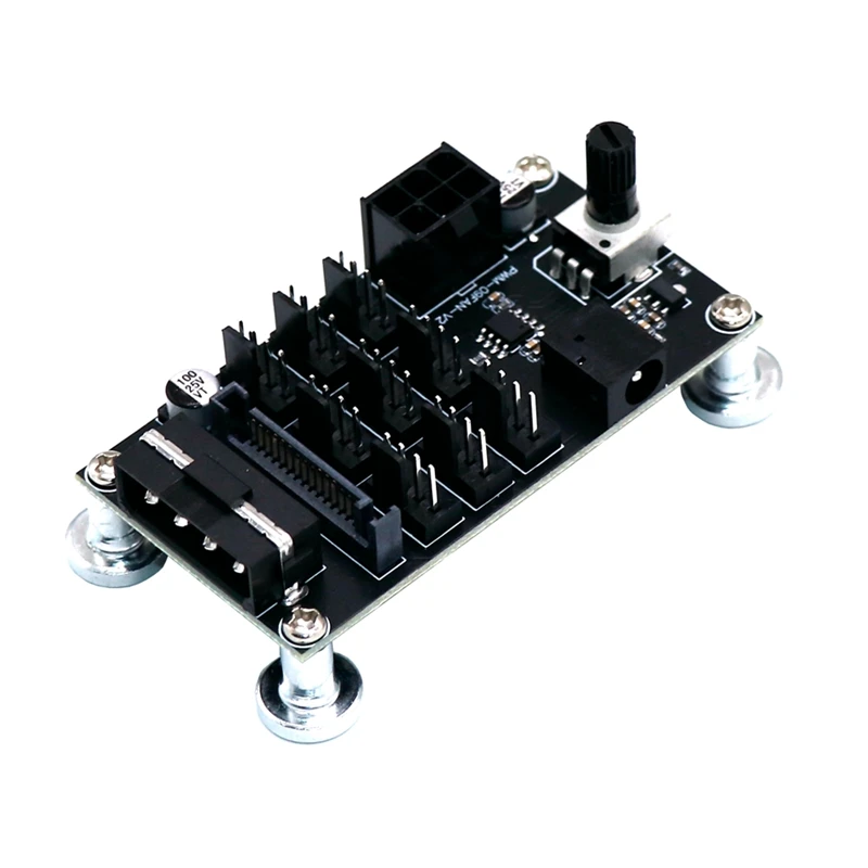 Angitu-Hub DE VENTILADOR PWM de 9 puertos, 4 pines, Control de velocidad 7A con Sata/IDE Molex/6 pines, adaptador de ventilador de fuente de alimentación PCIE con puerto DC