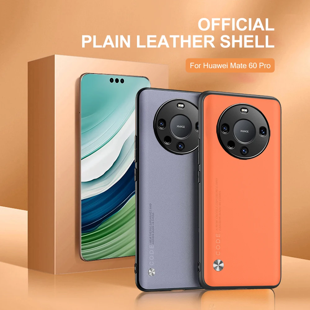 Funda de lujo para Huawei Mate 60 Pro, carcasa de cuero liso con marco suave, protector de cámara 2023