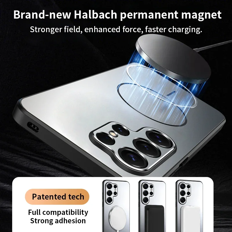 Para Magsafe funda de teléfono magnética para Samsung S25 Ultra S24 S23 Plus mate PC + TPU cubierta protectora a prueba de golpes para Galaxy S25 + - imagen 4