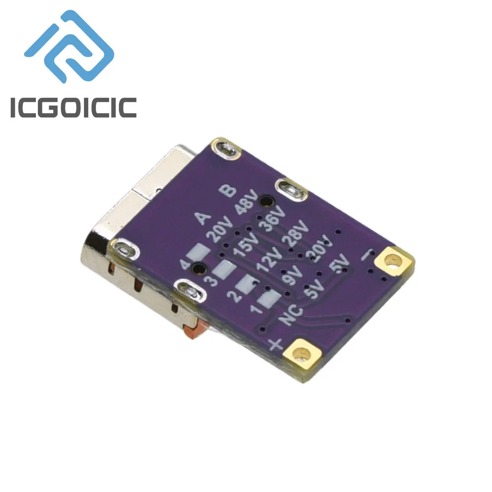 Módulo de carga rápida PD3.0 PD3.1 QC3.0, disparador de voltaje DC 5/9/12/15/20/28/36/48V, interfaz PD a DC tipo C - imagen 4