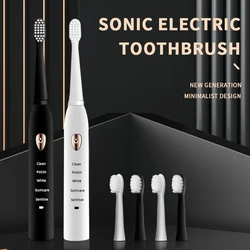 Cepillo Dientes Eléctrico 5 Velocidades – Carga USB IPX7 Negro/Blanco