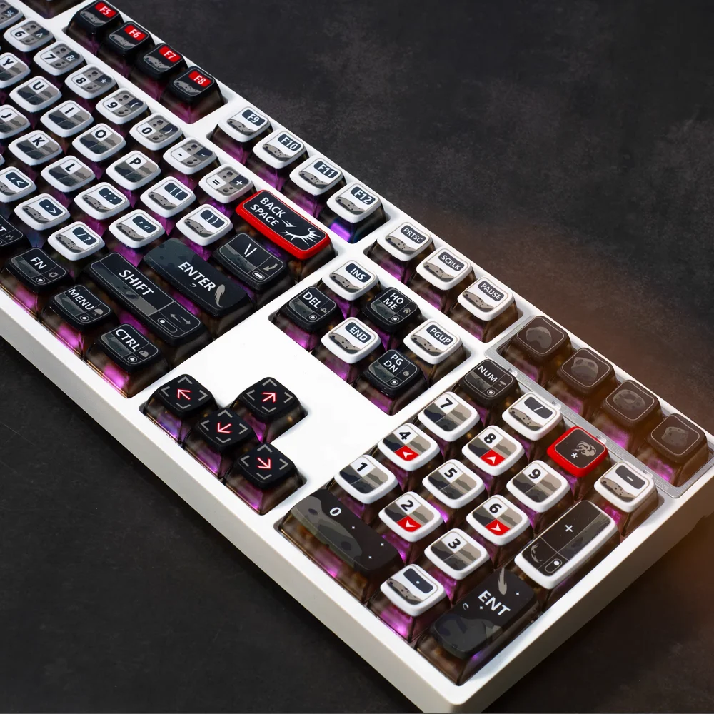 Teclas translúcidas de cuatro lados que caen de meteorito, 125 teclas, SAX PBT + teclas de PC adecuadas para teclado mecánico Mx Switch - imagen 3