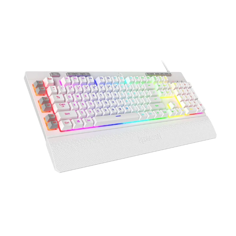 Redragon K512 Shiva RGB Teclado con cable para juegos de membrana retroiluminada, interruptor de sensación mecánica lineal, reposamuñecas desmontable - imagen 2