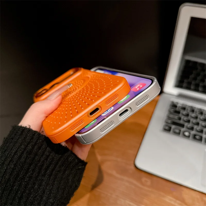 Funda magnética transpirable con disipación de calor para Magsafe, funda trasera dura a prueba de golpes para iPhone 17 16 15 14 Plus 13 12 Pro Max - imagen 5