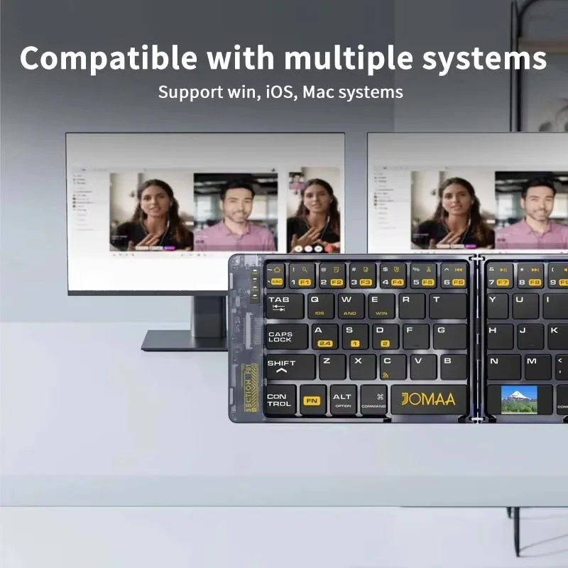 Jomaa Teclado inalámbrico plegable transparente, teclado Bluetooth con ratón, teclado de viaje plegable para tableta y teléfono inteligente - imagen 4
