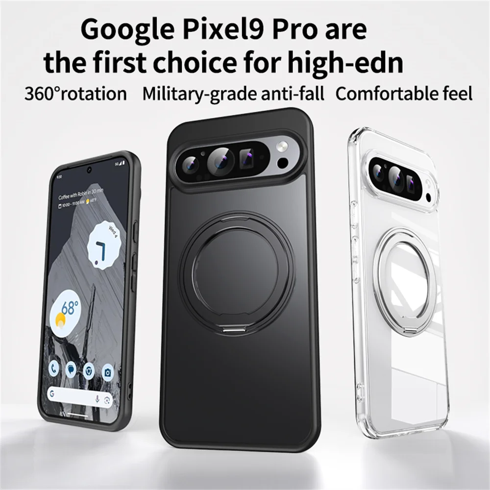 360 ° Funda de teléfono magnética con soporte giratorio para Google Pixel 10 9 8A 8 Pro XL, funda protectora de lujo con soporte plegable de Metal a prueba de golpes - imagen 2