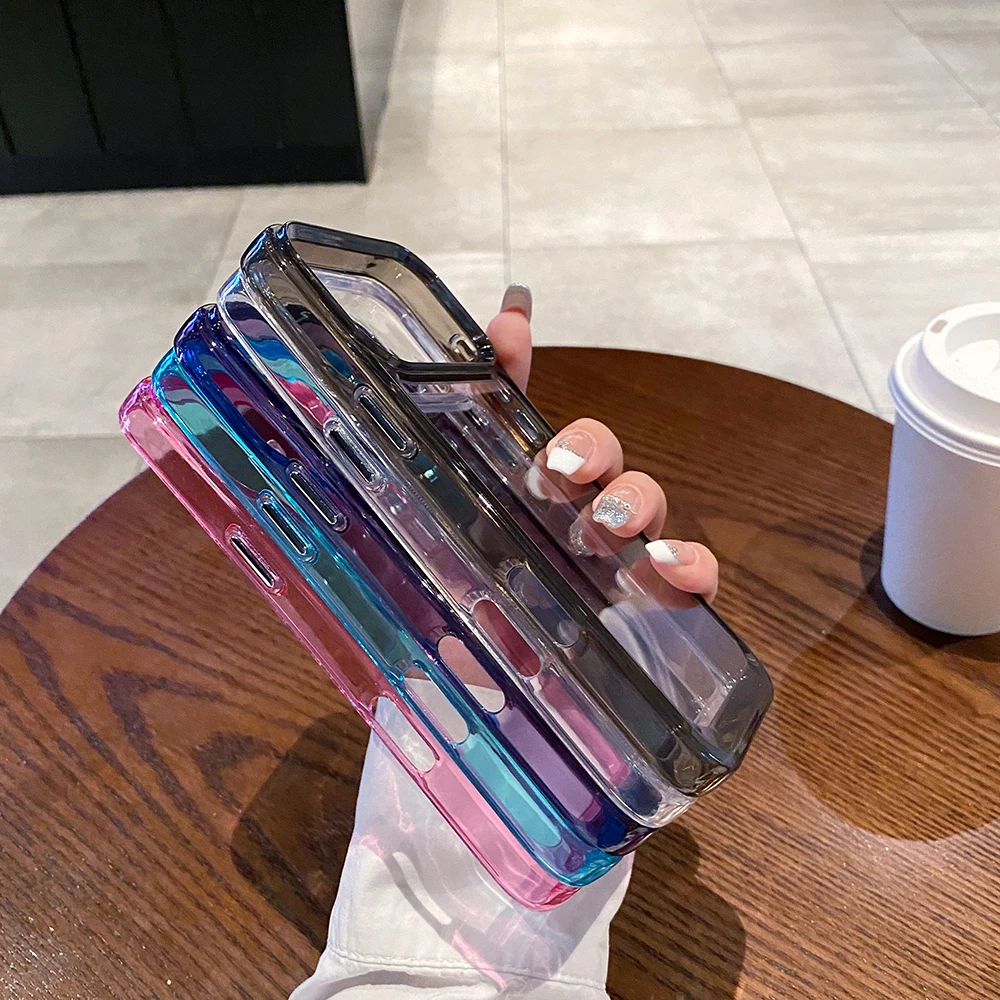 Funda de teléfono transparente con marco Simple a prueba de golpes para IPhone 11 12 13 14 16 15 17 Pro Max Air 16 Plus, funda protectora trasera con parachoques - imagen 3