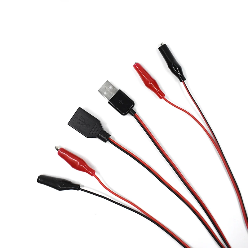 60CM prueba de cocodrilo Cilp a USB adaptador conector macho abrazadera Clip Cable alimentación - imagen 4