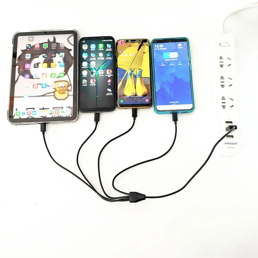 Multi 4 in 1 USB C Long Charger Cable Charging Cord Multiple Ports Charging Cable Type C Connector for Cellphones