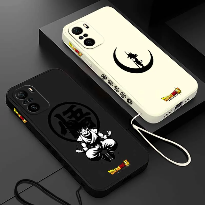 D-Dragon Ball Anime Son Goku arte para Xiaomi Redmi Note 14 13 12 11 10 9 8 Pro Plus 4G 5G cubierta de la caja del teléfono de cuerda izquierda líquida