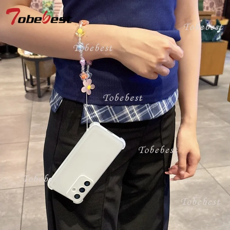 Funda de pulsera de flores a prueba de golpes con Airbag para Samsung Galaxy S25 Edge S24 S23 S22 Ultra Plus S21 S20 FE, funda de silicona - imagen 3