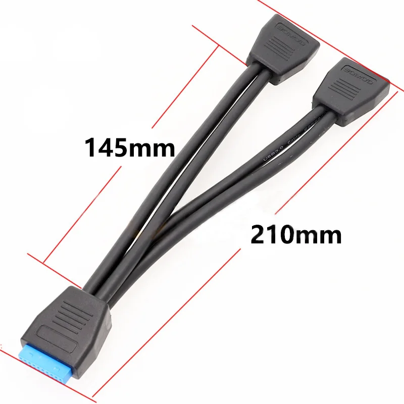 Divisor de Cable USB 3,0 de 19 pines Y, adaptador de 2 puertos USB hembra a 20 pines, conexión interna de placa base, Cable de conversión PCIE a 20 pines - imagen 3