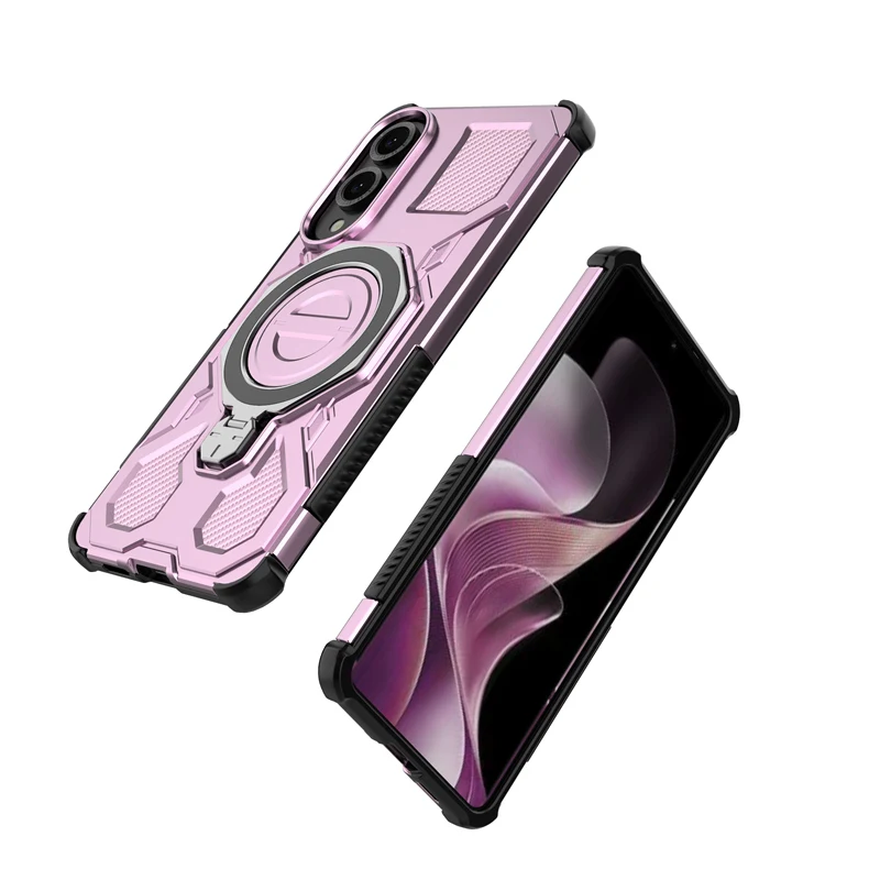 Funda de teléfono con soporte de Metal para Samsung Galaxy S25, Funda con borde, hoja magnética de hierro para Samsung S25, soporte de borde чехол, Funda trasera - imagen 3