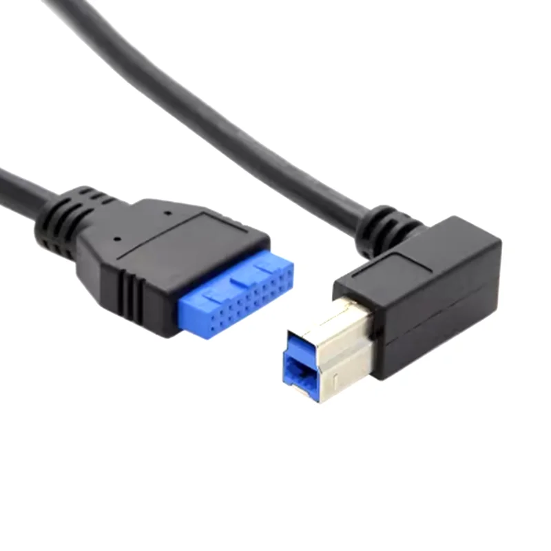 Cable conector de cabezal de 19 pines para placa base 3,0, USB 3,0 tipo B de 90 grados macho a 3,0, para impresora, escáner, caja de disco duro, 50cm - imagen 2