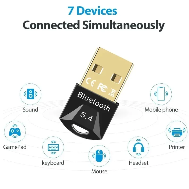 Adaptador Dongle USB Bluetooth 5,4 /5,3 / 5,1/5,0 para PC, portátil, ratón, tableta, teléfono, impresora, altavoz de juego, receptor de transmisión inalámbrico - imagen 3
