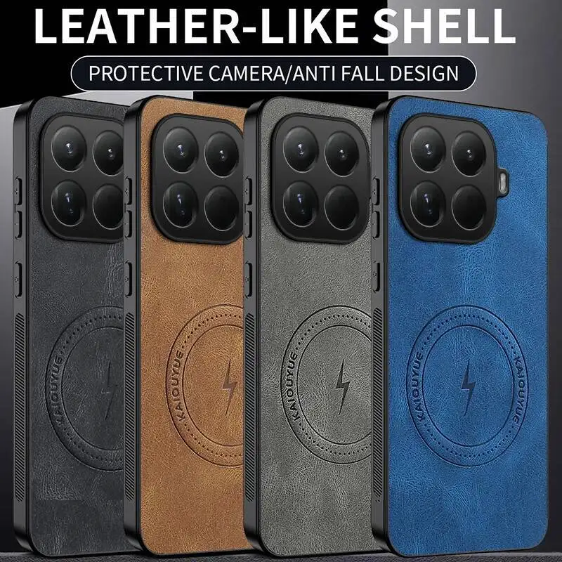 Para Xiaomi 15T Pro para Magsafe Funda de teléfono de cuero para Xiaomi Mi 15T 17 Pro Max protección de lente de cámara cubierta de parachoques mate - imagen 2