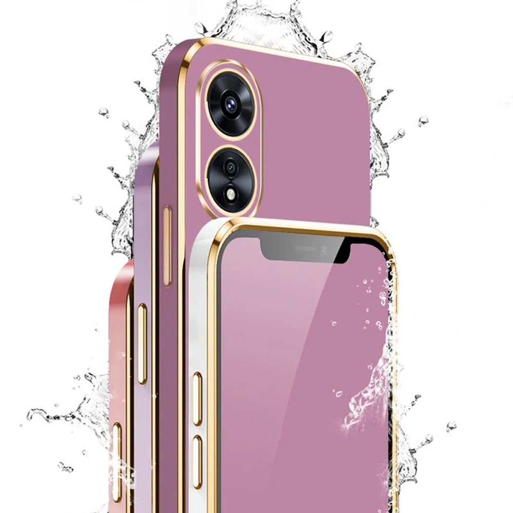 Para OPPO A18 funda oppo a38 funda de lujo chapada cuadrada Oppo A38 A18 funda de teléfono CPH2579 CPH2591 funda trasera de silicona suave Fundas - imagen 3