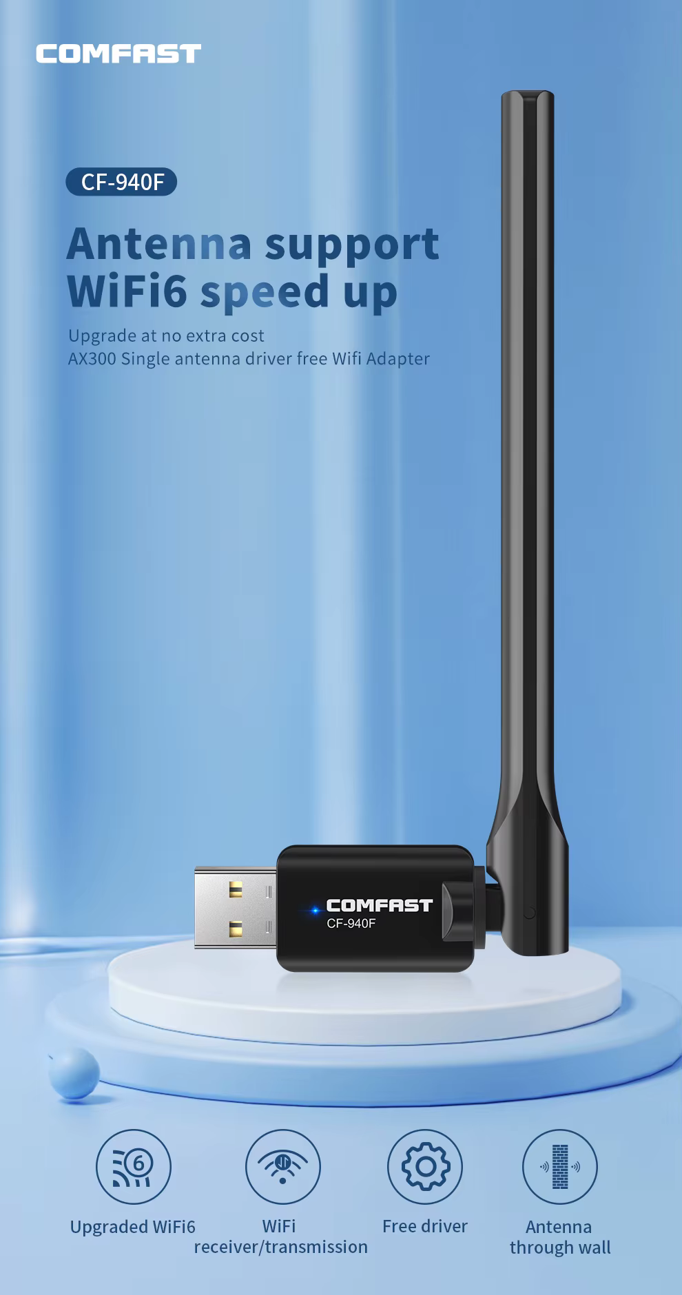 Comfast AX300 Adaptador WiFi USB con Antena Externa para Señal Estable - imagen 2