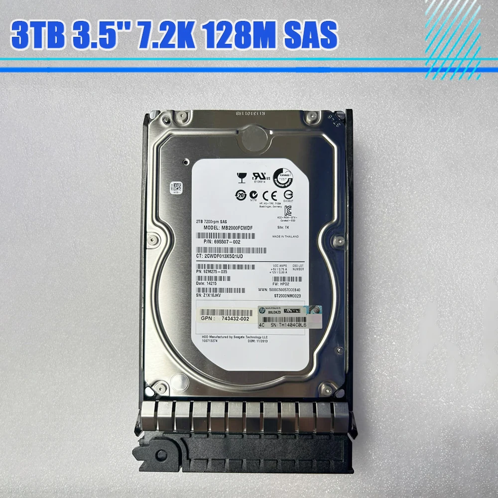 disco duro de nivel empresarial de 3TB 3,5" 7.2K 128M SAS HDD ST3000NM0023 para DELL 3T