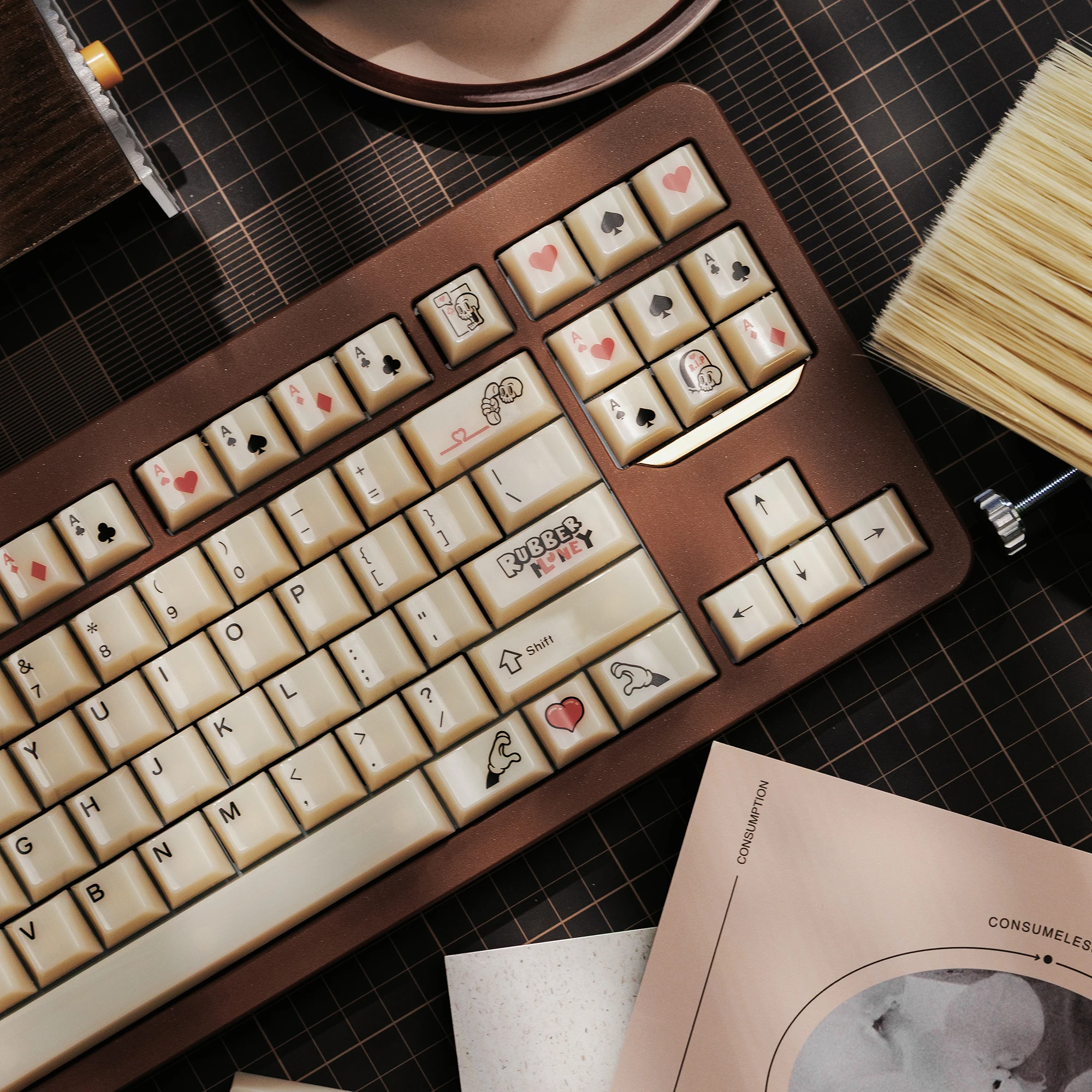 Domikey X JOE goma amor Keycap Cherry perfil PC retroiluminado pantalla de seda para teclado mx 104 xd64 xd68 BM60 BM65 BM68 BM80 - imagen 5