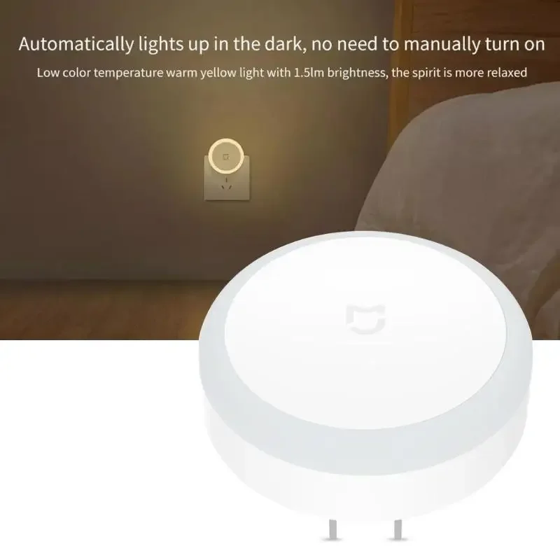 Xiaomi-luz nocturna para mesita de noche, Mini Sensor de luz con Control, enchufe estadounidense, lámpara de luz nocturna para pasillo Mijia, dormitorio, WC - imagen 4