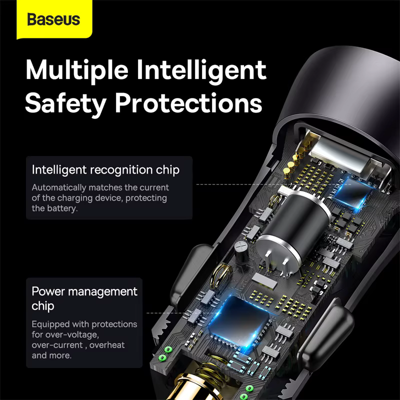 Baseus Cargador Coche USB-C 60W QC4.0 PD3.0 - Carga rápida iPhone 13 - imagen 5